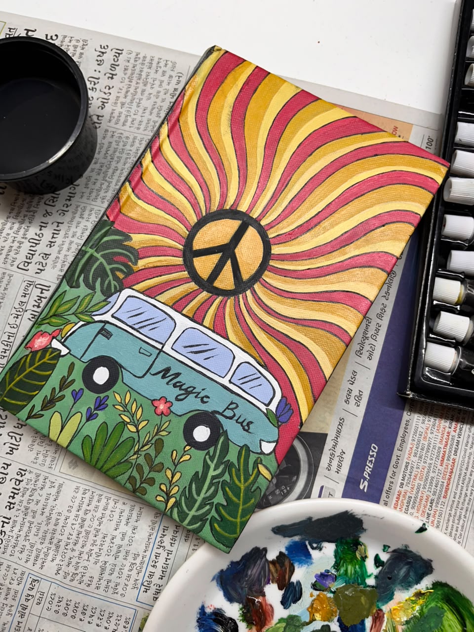 Paulo Coelho Book Cover Inspired Painting — original vibrant acrylic & ink on board by artist Vedangi Trivedi on Vedart (View angle 1)