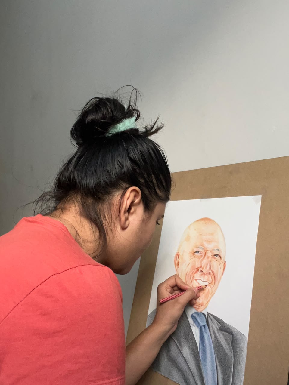 Step-by-Step Coloured-Pencil Portrait Study — original coloured pencil & layered shading by artist Vedangi Trivedi on Vedart (View angle 2)