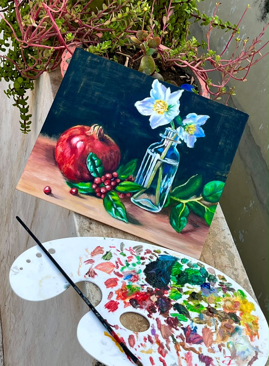 Vibrant Oil Colour Object Painting — original oil on canvas by artist Vedangi Trivedi on Vedart