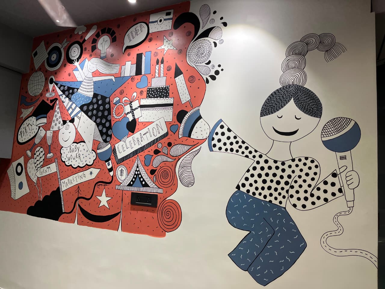 Playful Office Doodle & Innovation Studio Mural — architectural wall art mural by Vedangi Trivedi on Vedart (Perspective 1)